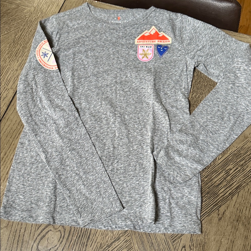 NWOT Crewcuts Heather Gray Shirt with Adventure Patches